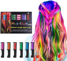Hair Chalk Comb 6 Colors Temporary Hair Dye Marker Gifts for Girls Kids Adults.