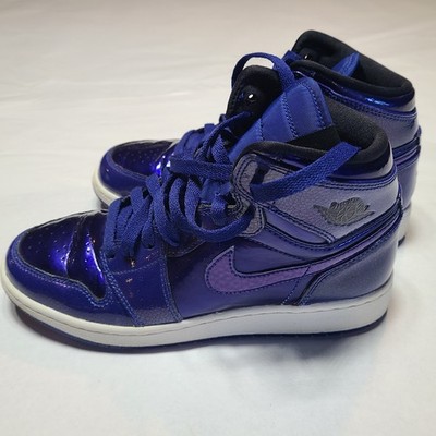 Nike Air Jordan 1 Retro High Deep Royal Purple Patent Leather Sneakers Size 5 Y