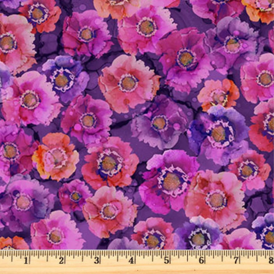 Dragonfly Dance Small Floral Purple DP27503-22 Northcott Fabric By half yard