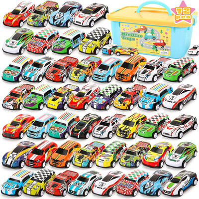 Toy Cars Party Favors for Kids, 72Pcs Pull Back Cars Playsets with Storage Box,