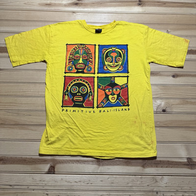 Vintage 90s Bali Primitive Designs Native Tribal Mask Art Shirt Size Medium