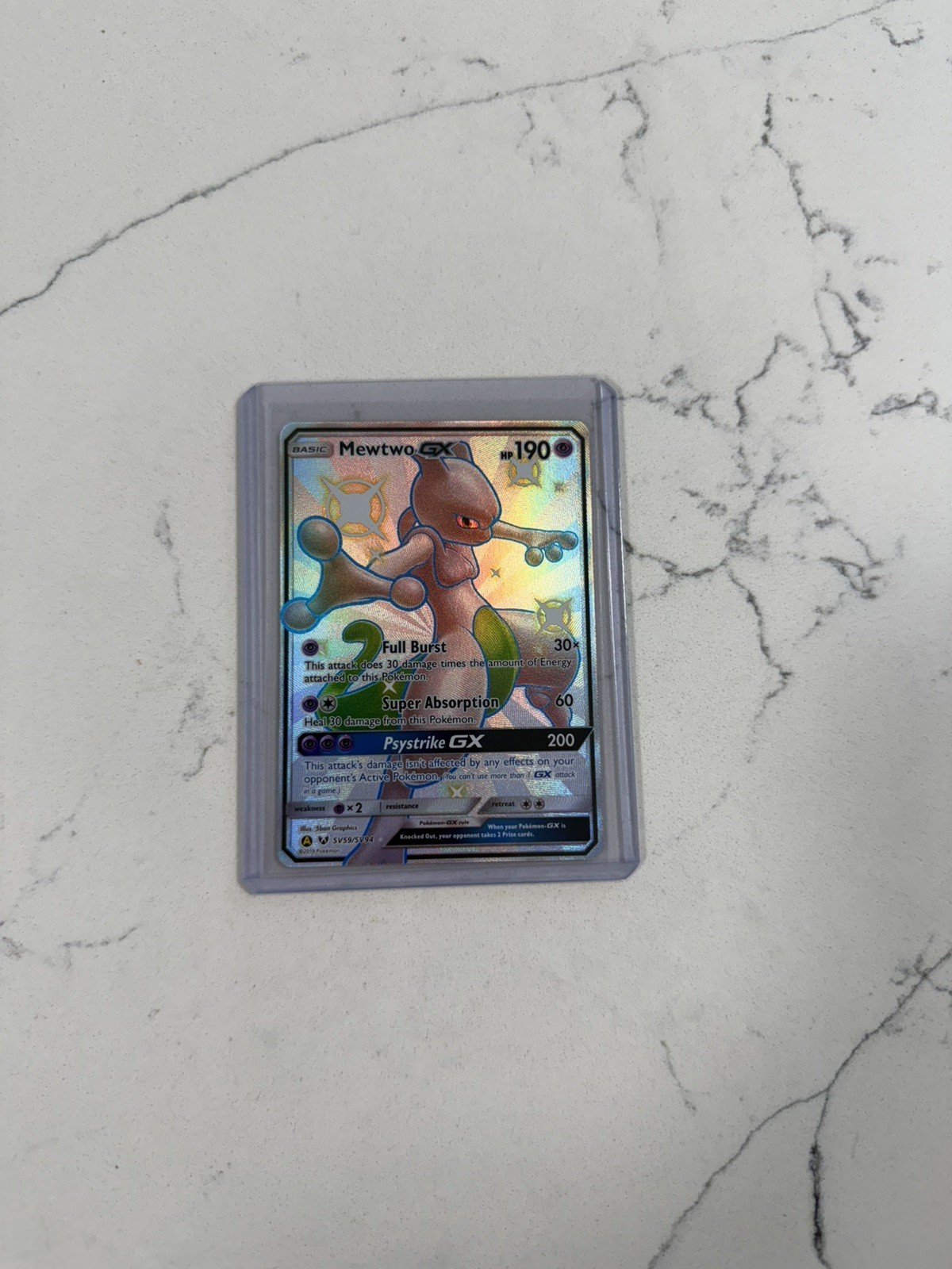 Mewtwo GX SV59/SV94 Shiny Vault Holo Rare Card from Pokémon Hidden Fates - NM
