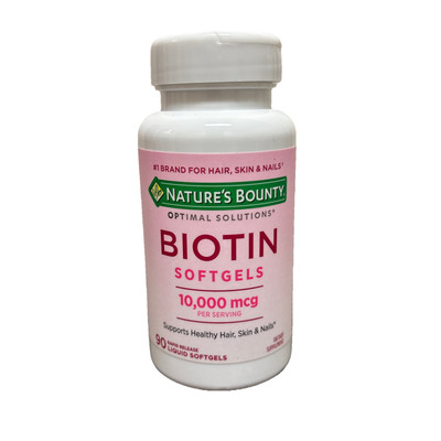 NEW NO BOX Nature's Bounty Biotin 10000mcg Hair Skin & Nails 90Ct Softgels 12/26