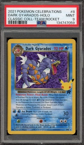 Pokemon Dark Gyarados Celebrations Classic Coll. Team Rocket Holo Rare #8 PSA 9
