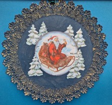 Weihnachtsteller Deko Wandteller Weihnachtsmann Santa Claus Schlitten alt 