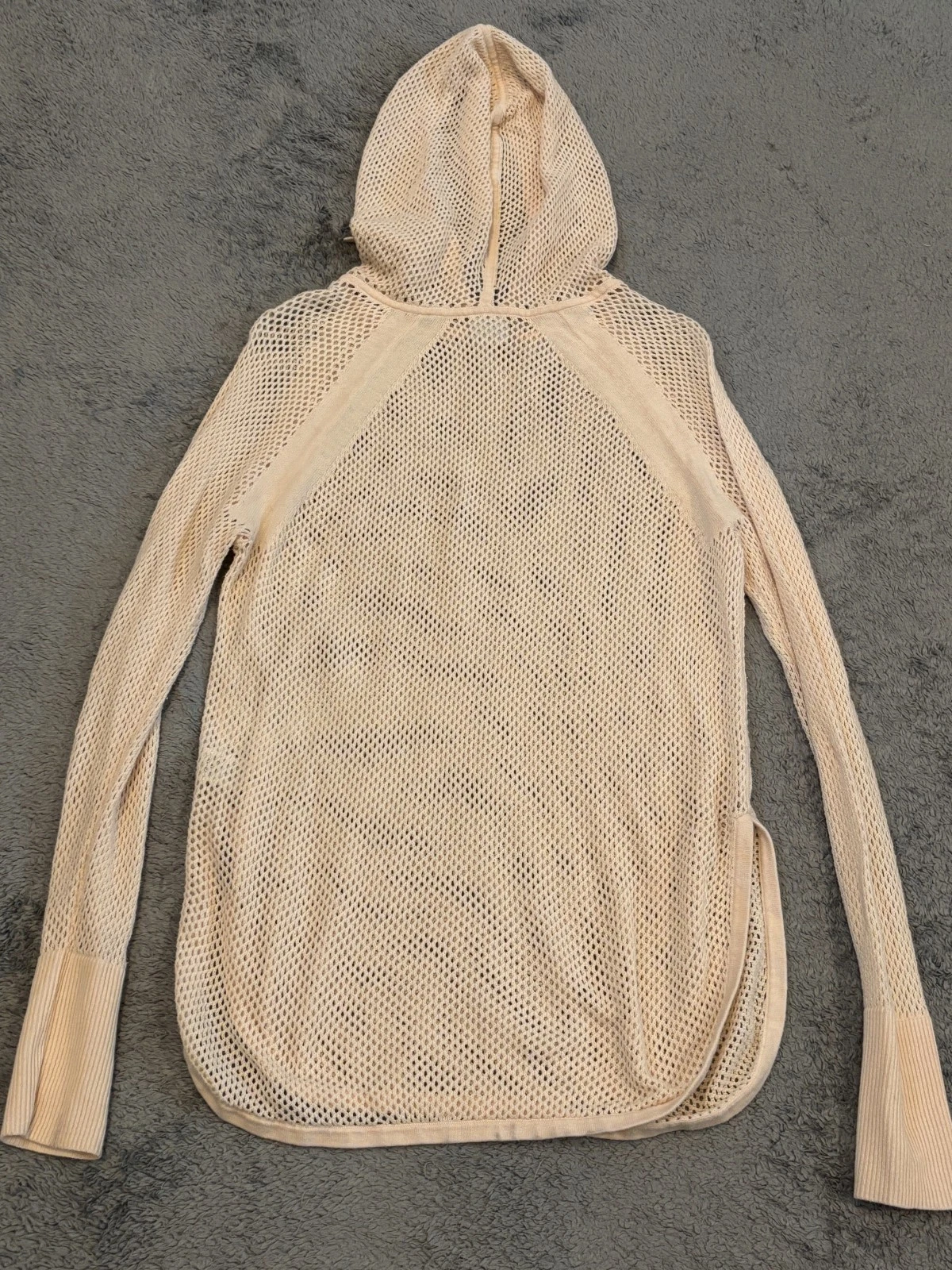 OFF WHITE Felpa con cappuccio donna Cabi mesh rete pesce media panna rosa pullover spiaggia estate casual