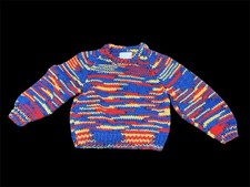 Hand knit childs vintage sweater Size 2T-3T Multicolor