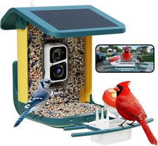 Smart Bird Feeder With Camera Solar Powered Solar Roof - New