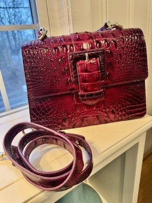 Brahmin Small Hallie Satchel In Sugar Plum Melbourne Embossed Leather NWT RARE