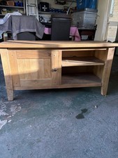 Rustic Wooden Brown Freestanding TV Stand, Rectangular, 1 Door, 2 Shelves