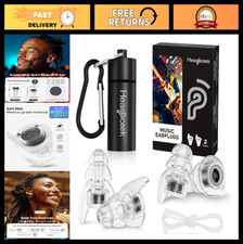 Reusable High Fidelity Concert Ear Plugs - 2 Pairs Noise Reduction for Music, Ra