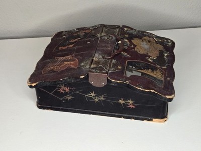 Antique Japanese Lacquer Money Box ~ Meiji Era 1868   1912  Parts or Restoration
