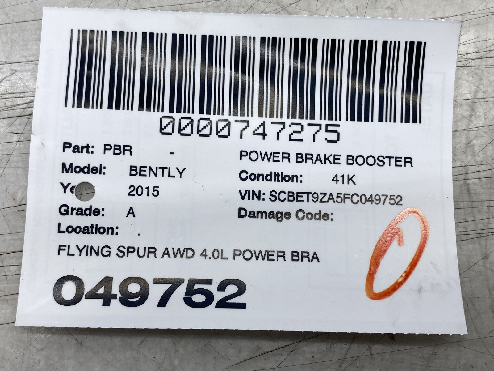Bentley Flying Spur 2014-2019 Brake booster