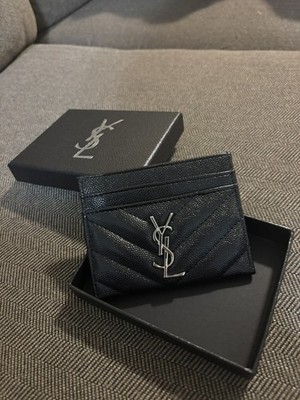 Saint Laurent Black YSL Logo Women s Card Wallet Credit Card Holder