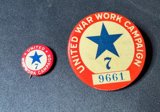 WW1 United War Work Campaign November 11 to 18 1918 2 in Solicitors Pin Scarce