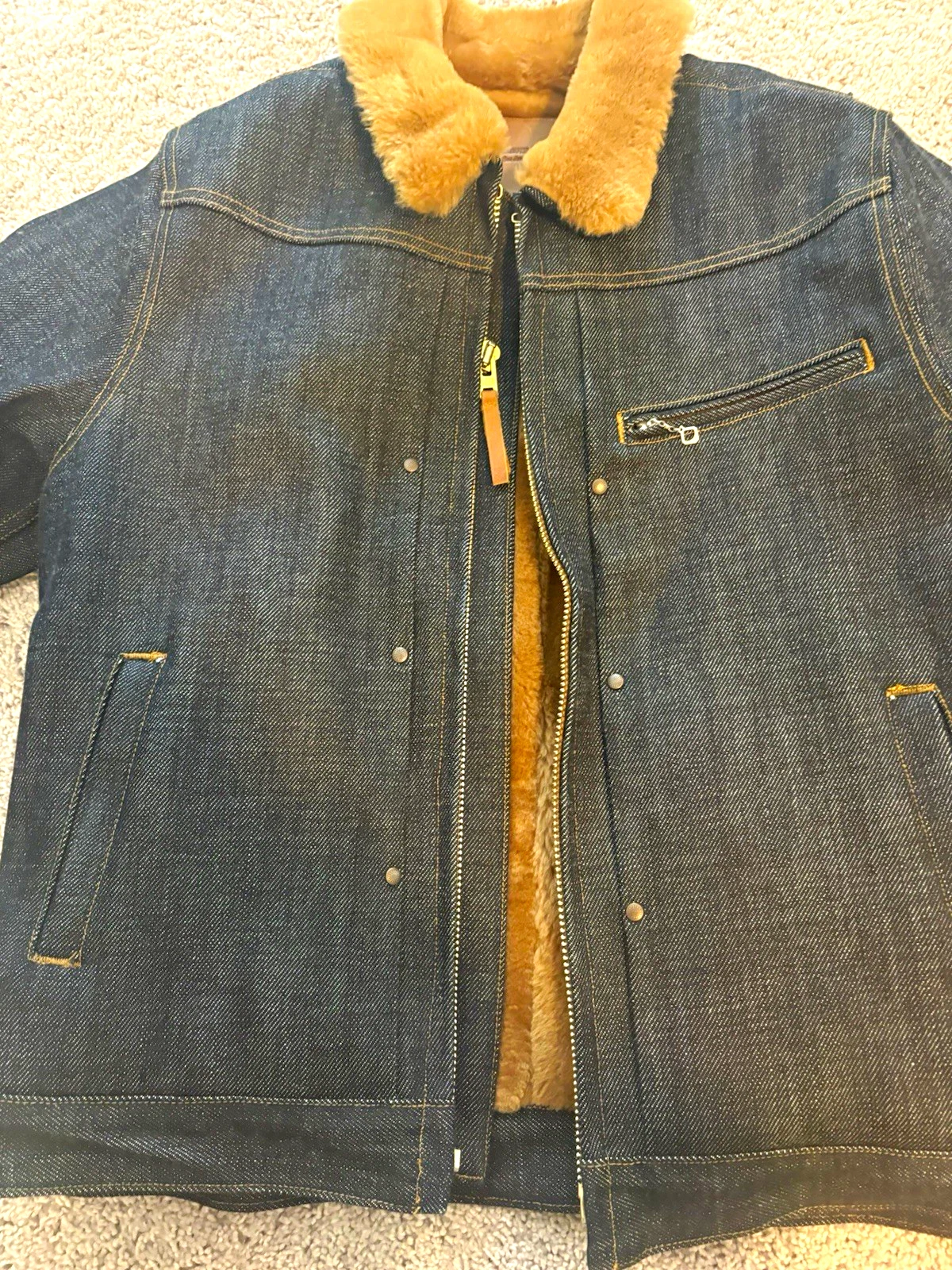 Freenote Cloth RJ-2 Sherpa Lined Denim Trucker Jacket 21 oz Denim Men's L - product detail image 1
