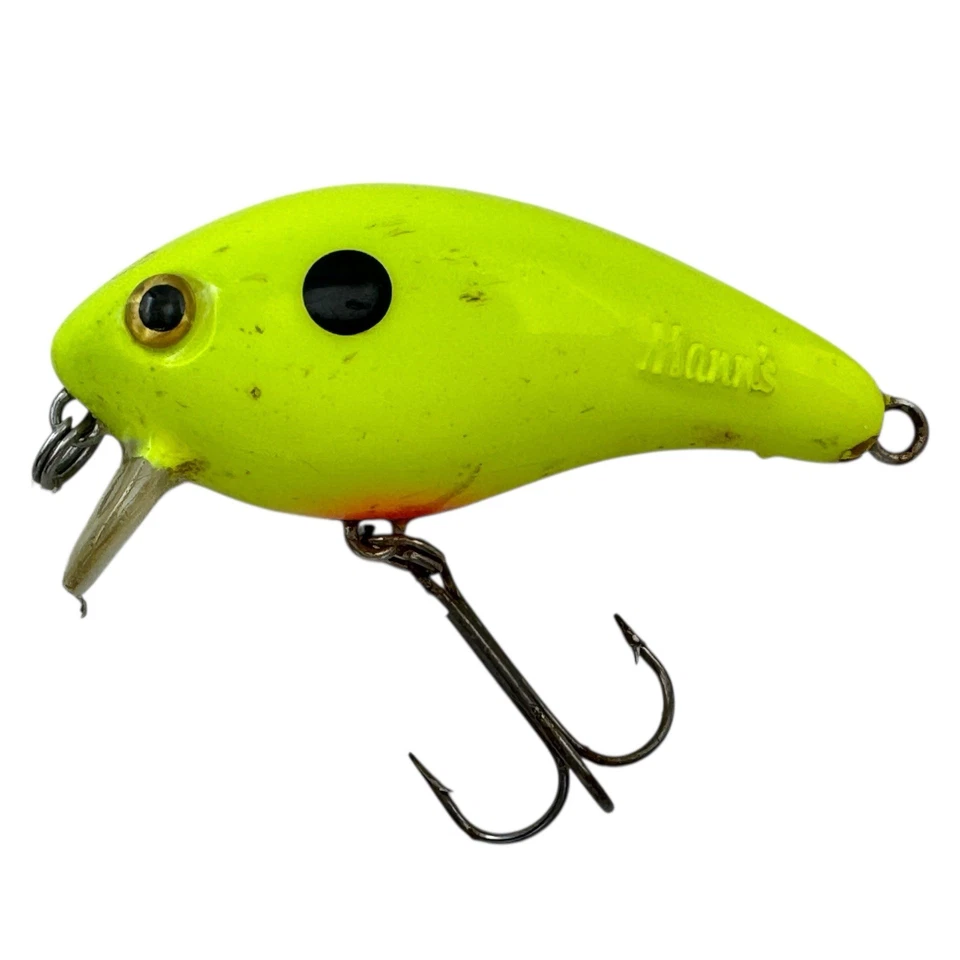 CHARTREUSE CRANKBAIT • MANN'S BAIT CO BABY  1- VINTAGE FISHING LURE • FISHER - Image 2 of 4