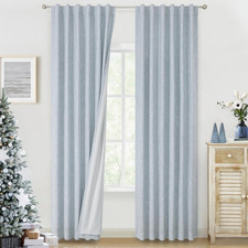 Chambray Blue Full Blackout Curtains 84 Inch for Bedroom Living Room Darkening S