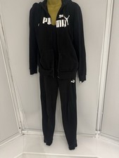 PUMA Black Tracksuit Set Hoodie Joggers Loungewear Sports Co-Ord Size 10
