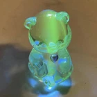 Fenton Uranium Glass Bear Custard UV Glow Teddy Figurine USA Vintage