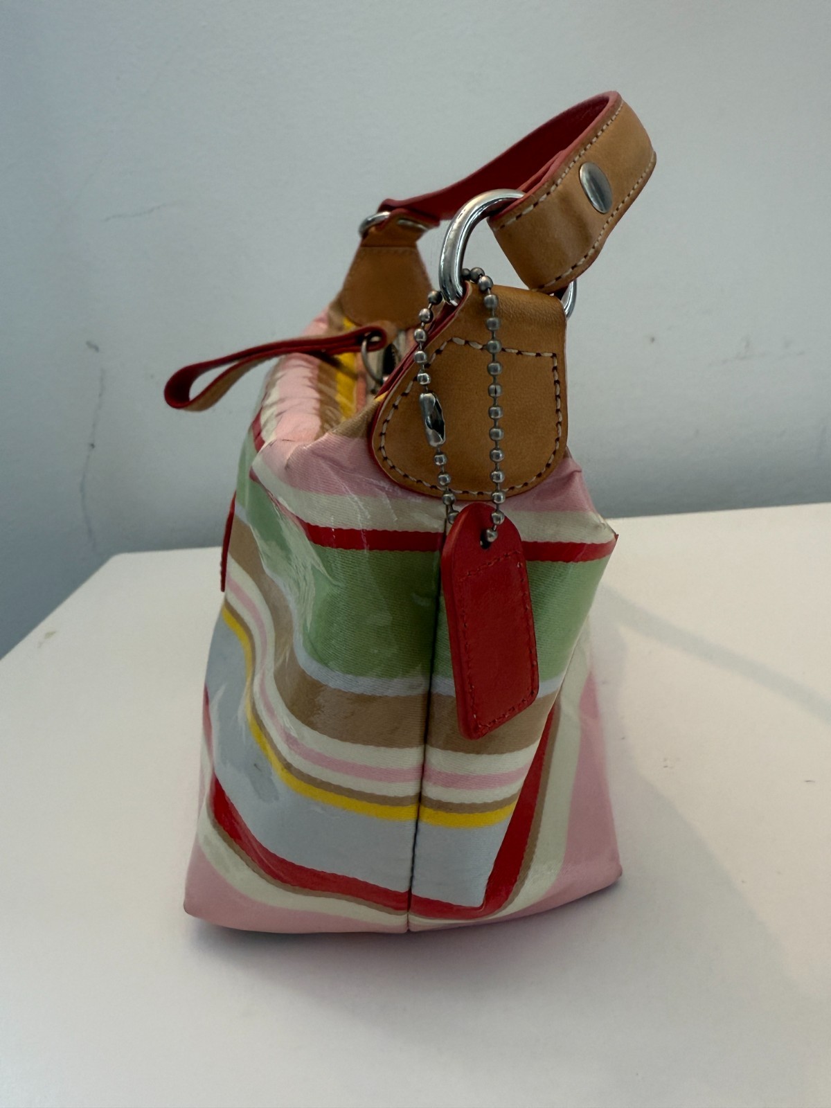 Coach Hampton Multicolor Striped Pattern Leather … - image 7