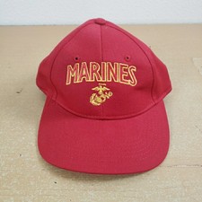Vintage US Marine Corps Red Adult Small Adjustable Cap Hat USMC Made in USA NICE