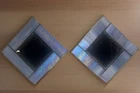 2 Vintage Iridescent Copper Foil Tiffany Style Stained Glass Mirrors 7” Square