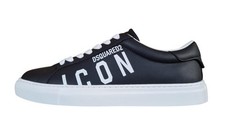 DSQUARED2 scarpe uomo cassetta 2124 pelle icon nero e bianco