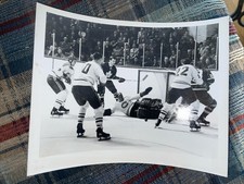 1960S NHL HOCKEY TYPE 1 PHOTO CHARLIE HODGE GOALIE MASK BOB PULFORD JC TREMBLAY