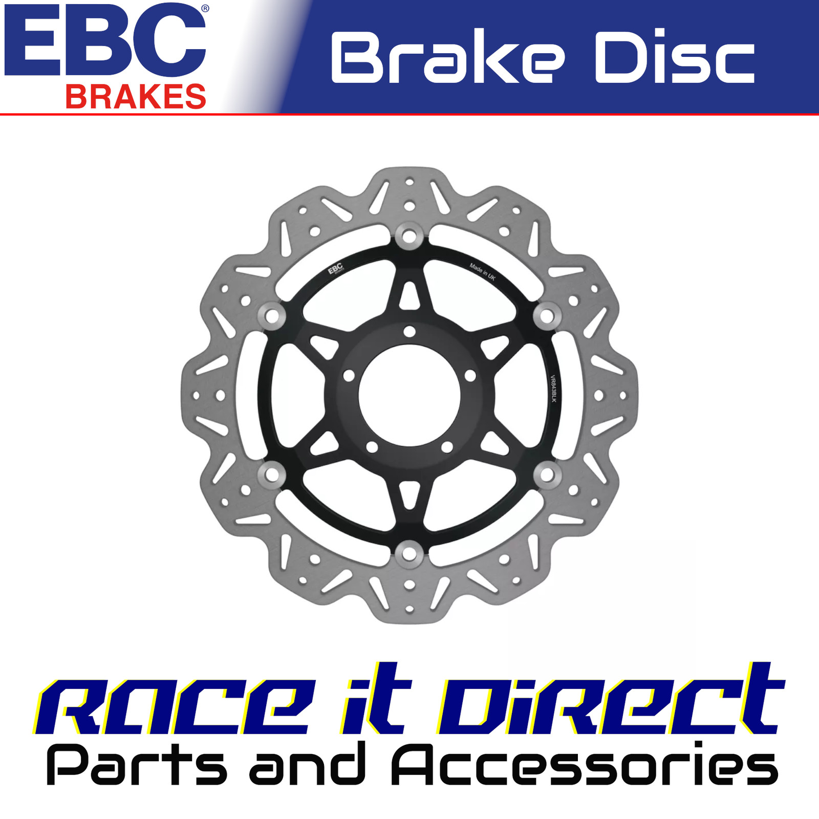 Vr843Blk Vee Floating Disc Black Centre EBC
