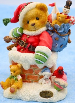 Cherished Teddies Kris  Up On The Rooftop  1997 Santa Chimney Figurine w/ Box
