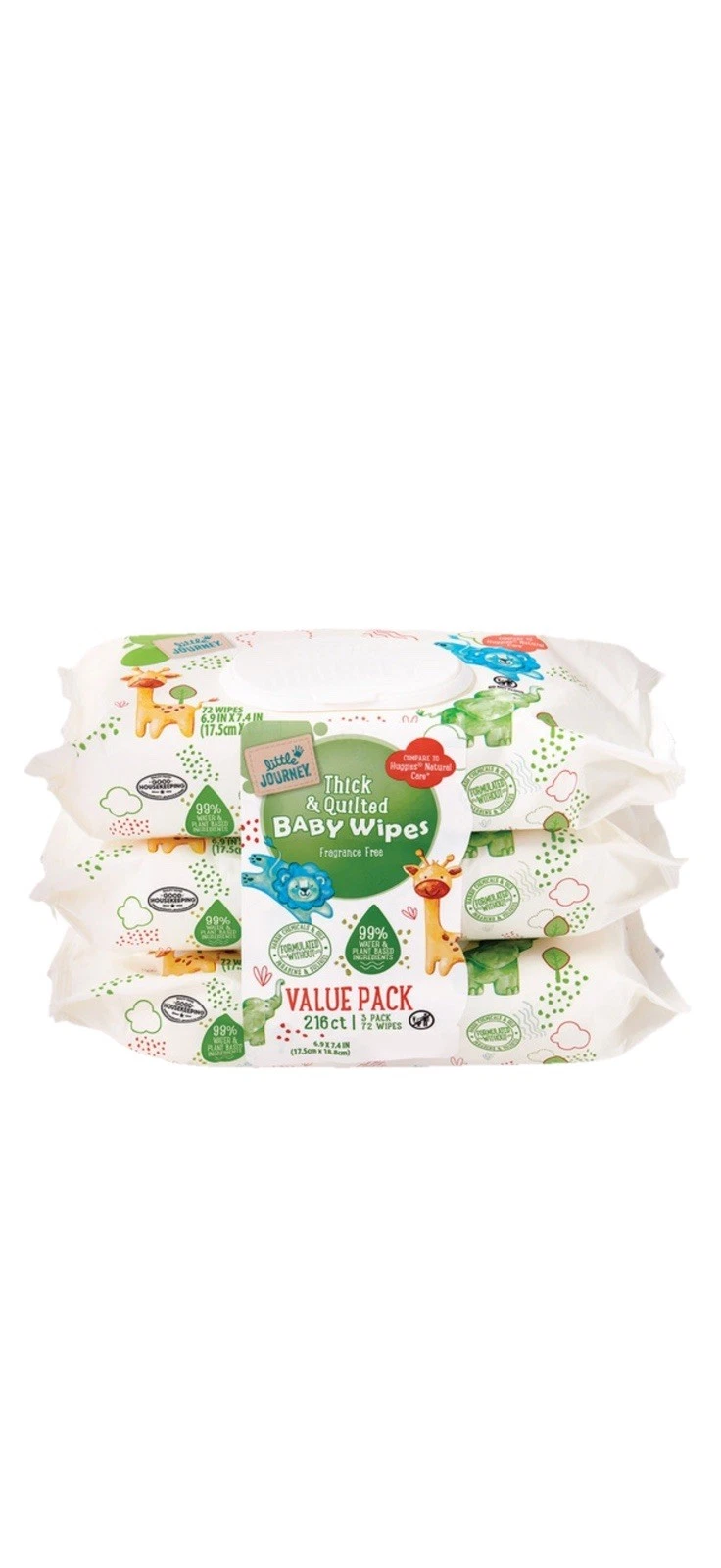 2 X Little Journey Thick & Quilted Baby Wipes Fragrance Free ( Choose Type )