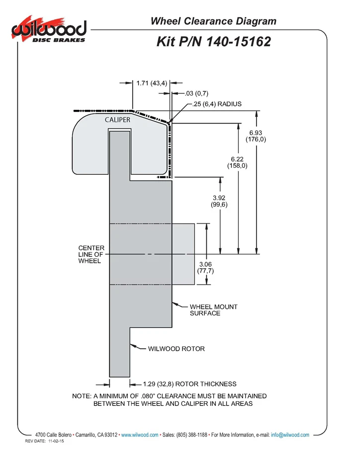 KIT DE FRENOS DE DISCO WILWOOD, DELANTERO, CADILLAC 1957-1960, ROTORES 11,88", PINZAS NEGRAS Foto 4 de 4