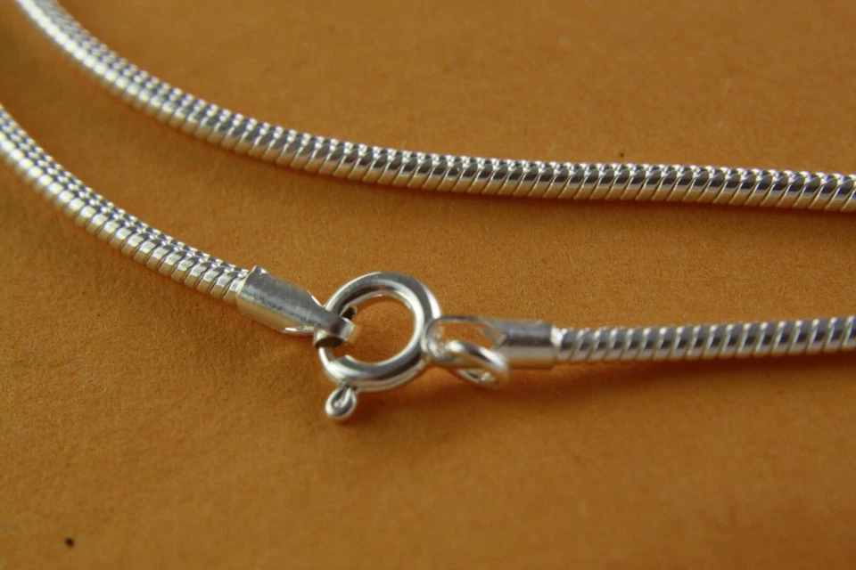 Collana 2 Mm Larga Argento Ciondolo 925 Argento Reale / 433 - Immagine 4 di 4