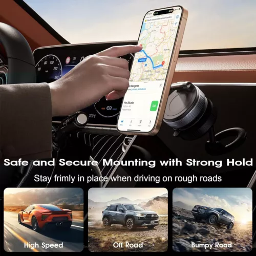 Supporto supporto telefono auto ventosa magnetica regolabile 360° per MagSafe - Foto 6 di 16