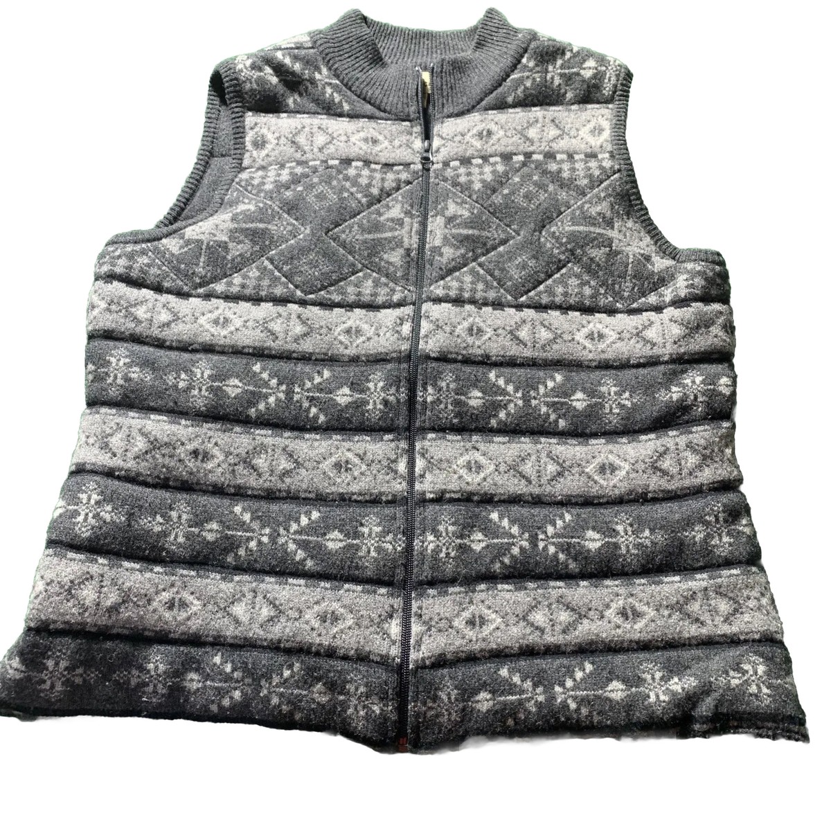 Woolrich Women sz XL Full Zip Gray Ski Puffer Vest Lambs
