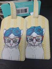 Gforce Luggage Tags Cat 2 Pack Yellow Chevron