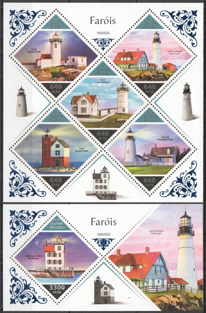 HM0804 2018 GUINEA-BISSAU LIGHTHOUSES MARINE LIFE ! FOIL #10037-1+BL1729 MNH