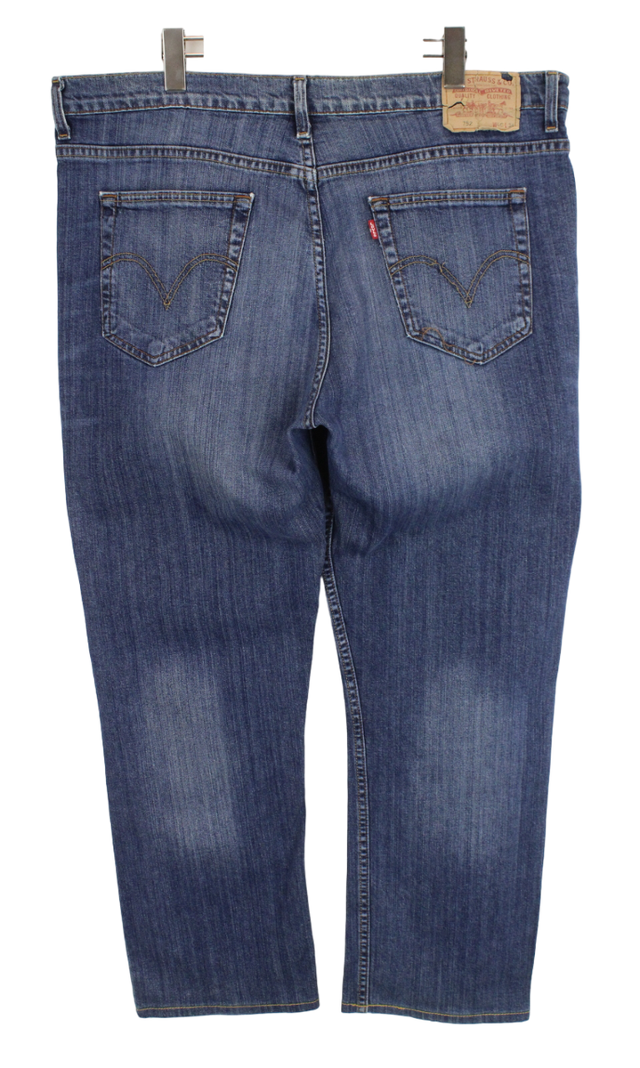 LEVI'S 752 Jeans Men's W40/~L29 Zip Fly Whiskers Regular Fit Blue