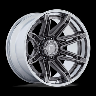 22 Inch Gray Chrome Wheels Rims Fuel Fusion Forged Brawl 22x12 -44mm 8x6.5 Lug