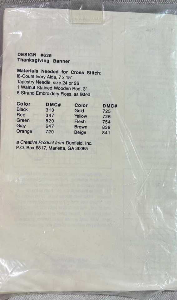 VTG Thanksgiving Banner Charted Design For Needlework Design 625 Creative Moment - Image 3 of 4