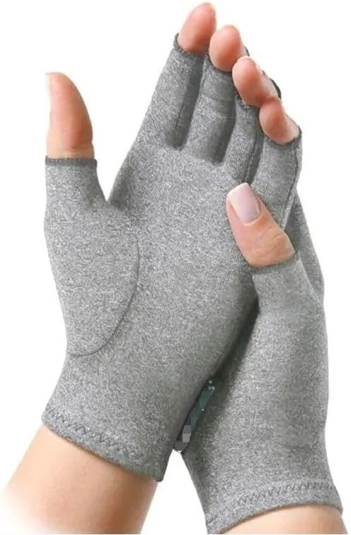 AOOWU Arthritis Gloves For Pain Relief - Fingerless Compression Gloves, Hand Warmers (Grey, Large) - View #7