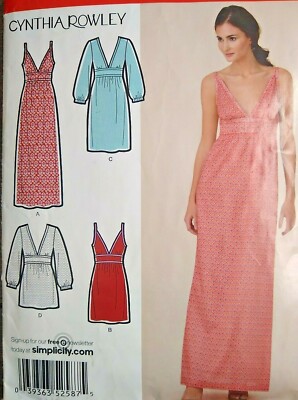 Vintage Simplicity Cynthia Rowley Kleid bedruckt Schnittmuster 2587 Multi-Size