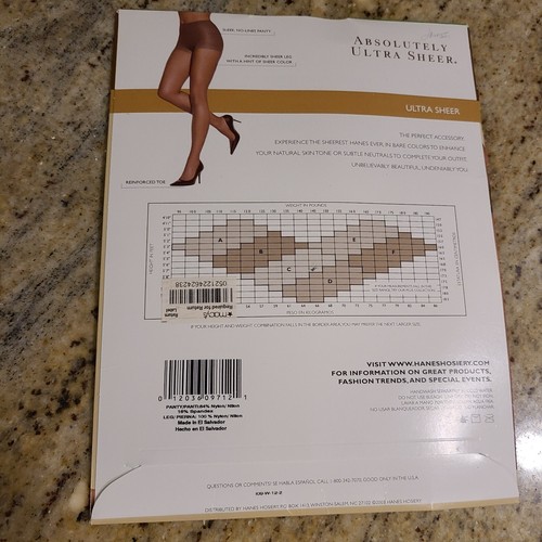 Hanes Absolutely Ultra Sheer Pantyhose Jet Black Black Size A Style 706 - Picture 6 of 9