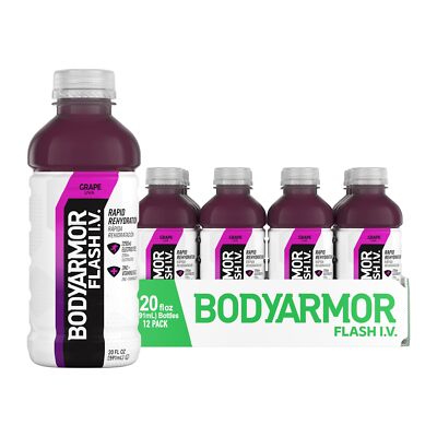 BODYARMOR Flash IV Coconut Water Hydration Drink 20oz Pack of 12 Immunity Boost