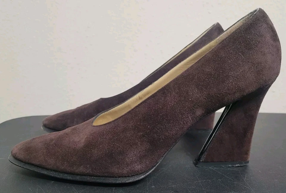 De Colección YVES SAINT LAURENT Marrón Nobuck Gamuza Tacones Talla 10 ITALIA Icónicos  Foto 4 de 4