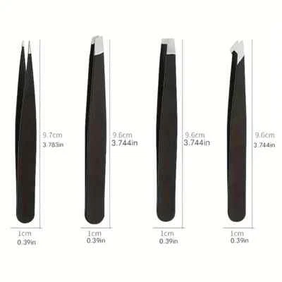 4-Pc Tweezers set Professional Eyebrow Pluckers Stainless Steel BEAUTY Women UK