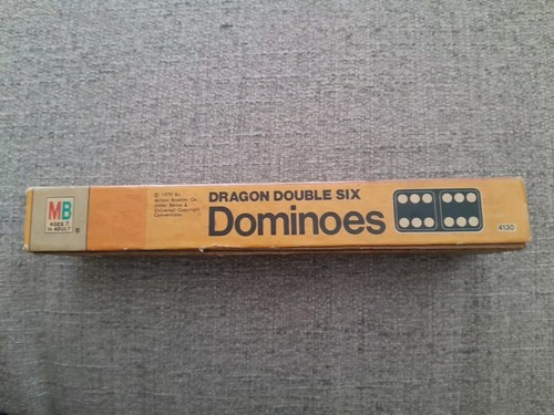 Vintage 1970 MILTON BRADLEY Halsam DOUBLE SIX Dragon DOMINOES #4130 in Box! - Picture 2 of 9