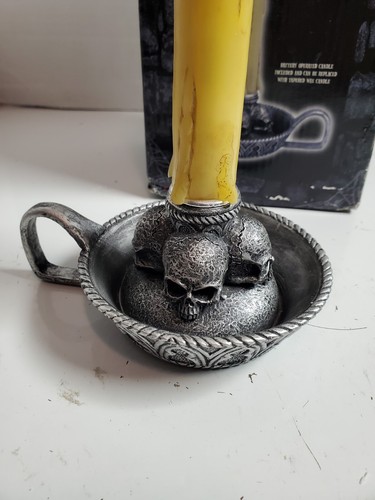 Spirit Halloween Hand Held LED Candle Candelabra Skull Tested w/original box - Picture 8 of 9