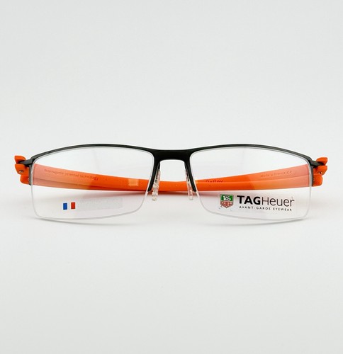 Authentic Tag Heuer TH 3921 Half-Rim Reflex Black/Orange Frame France Eyeglasses - Picture 9 of 11